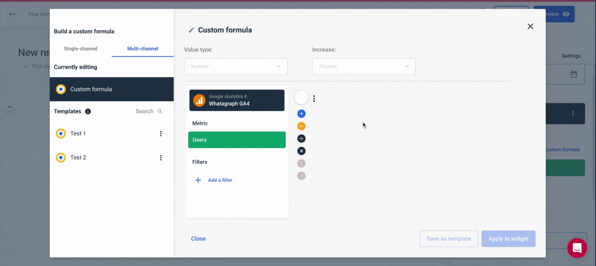 Custom formula - Whatagraph