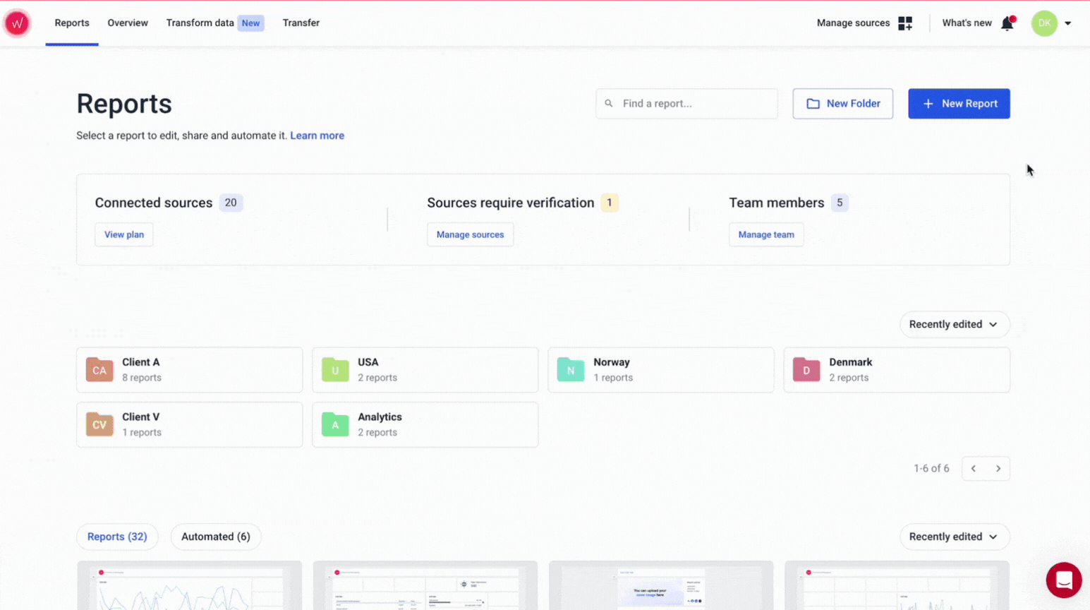 Customize Emails - A dashboard interface with report data and navigation options.