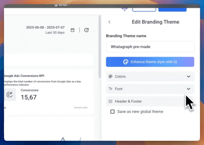 Whatagraph IQ Brand Color Feature - Screenshot of the 