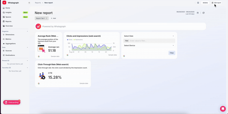 Whatagraph IQ Brand Customization - Whatagraph dashboard featuring charts and data tables