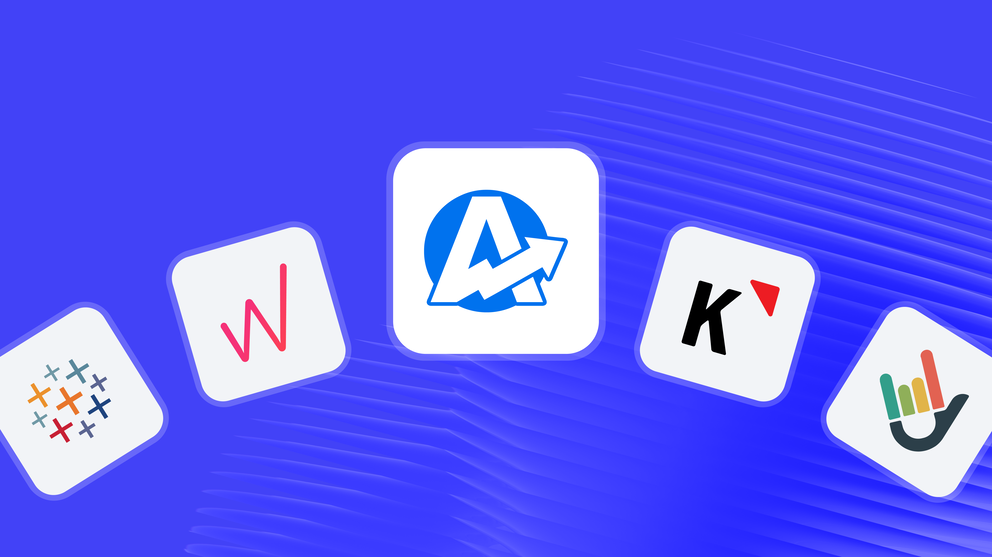 Agency Analytics Alternatives - Five app icons on a blue background