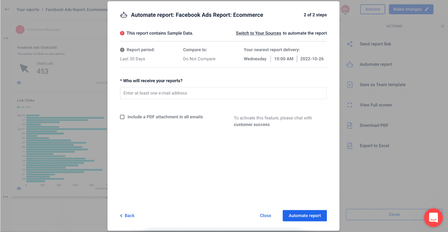 Add the e-mail addresses of report recipients