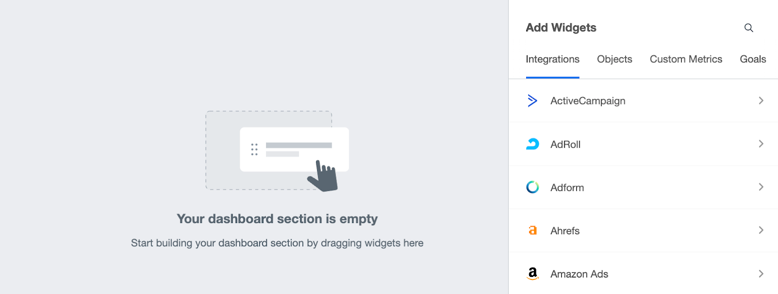 Agency Analytics Add Widgets - 