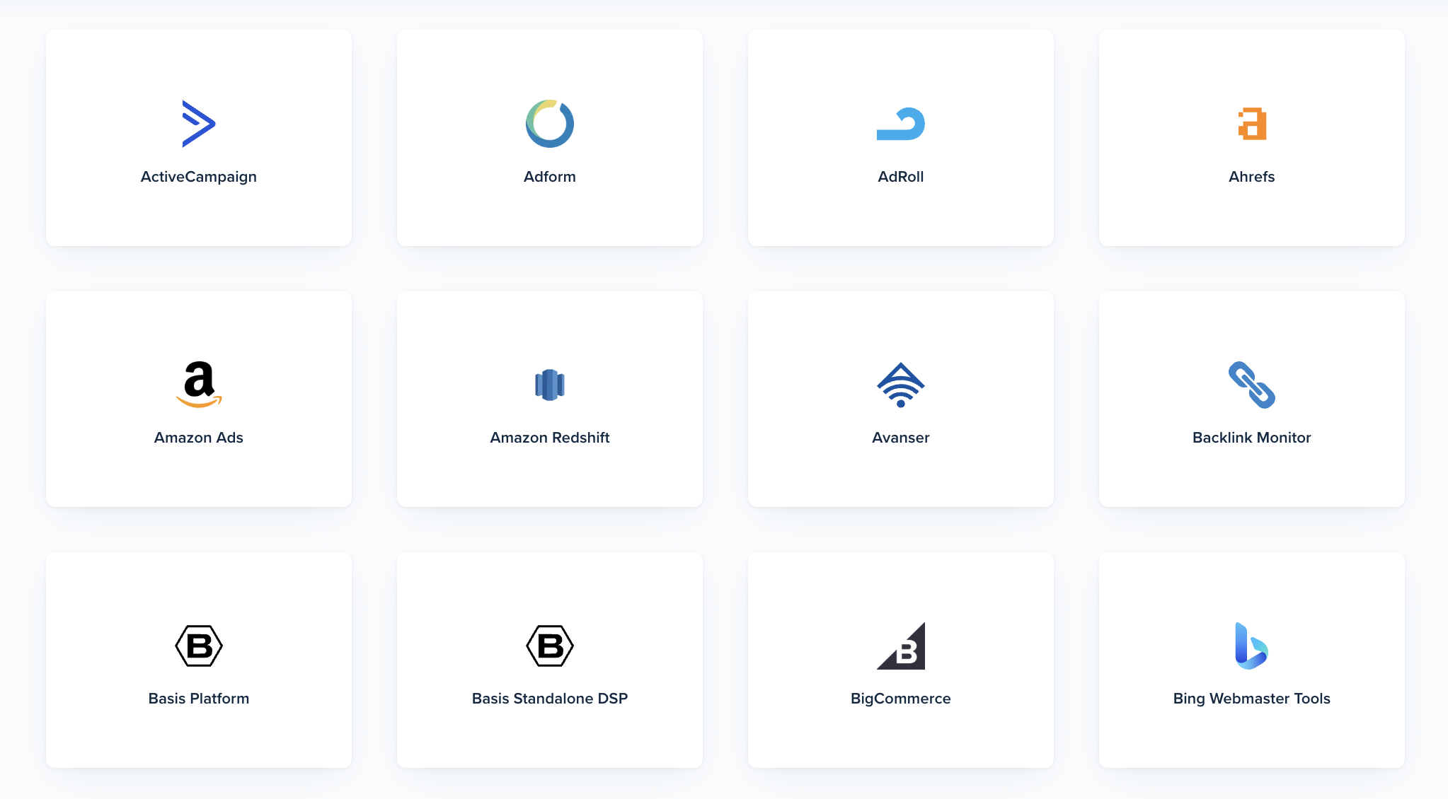 Agency Analytics Integrations - Collection of logo icons for various online tools.