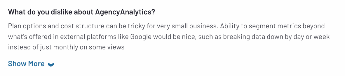 Agencyanalytics Review - Text excerpt from a review about Agency Analytics.
