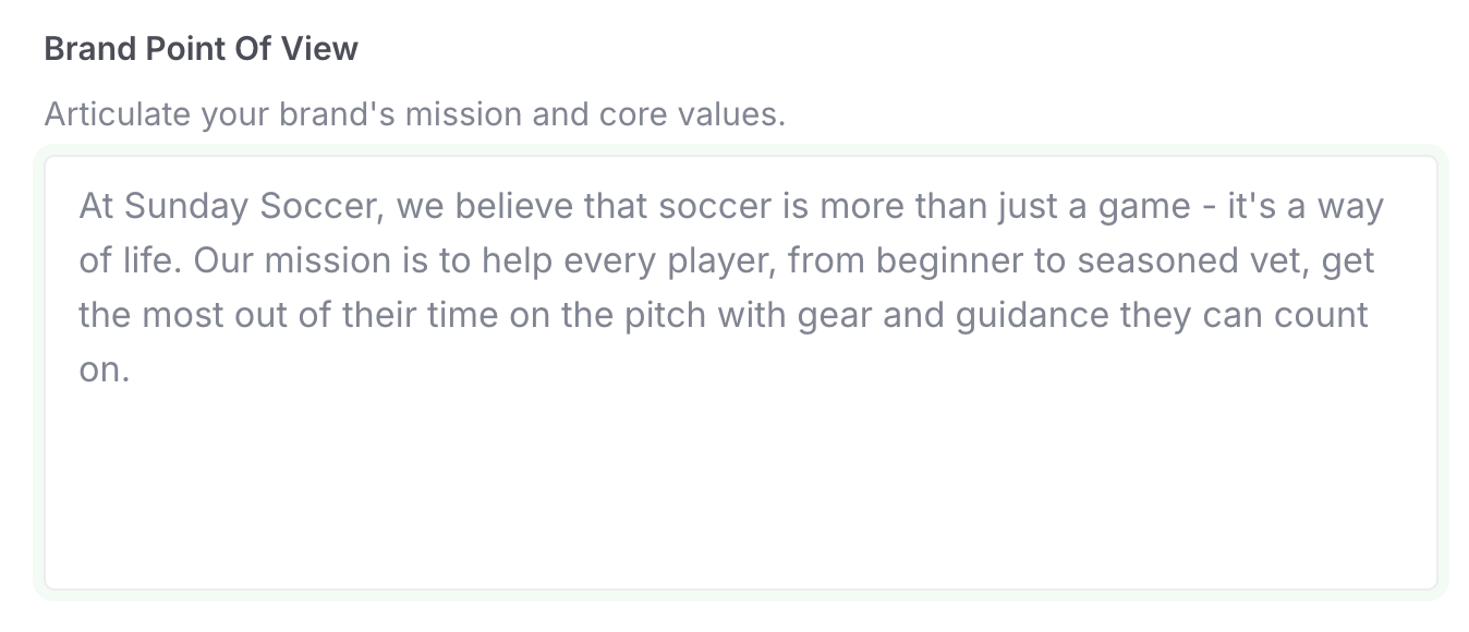 Airops Brand Point Of View - Brand mission statement example with description and core values.
