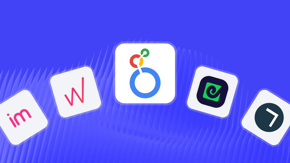 Alternatives Looker - Five app icons on a blue background.