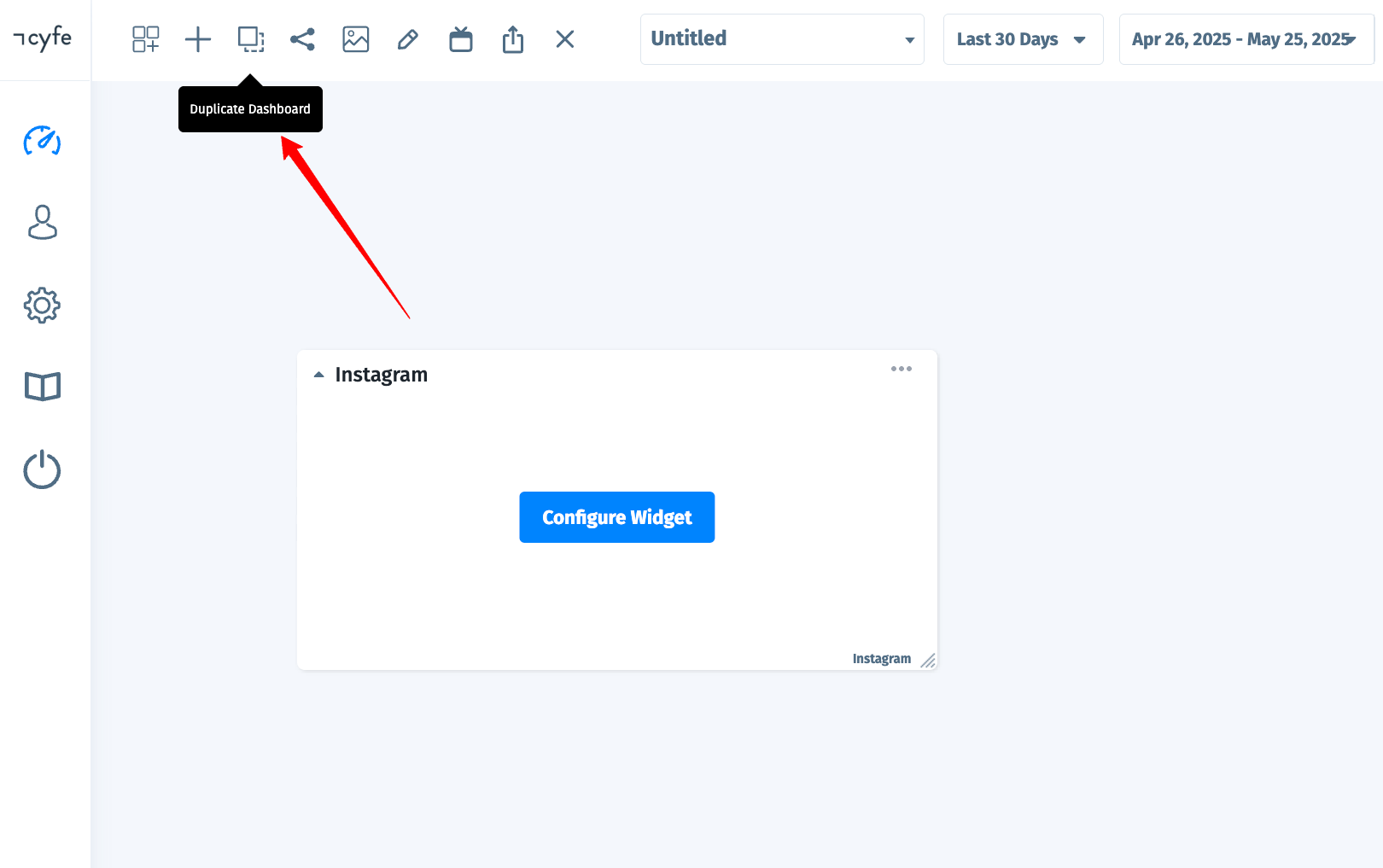Cyfe Duplicate Dashboard - Screenshot of the Cyfe dashboard with 
