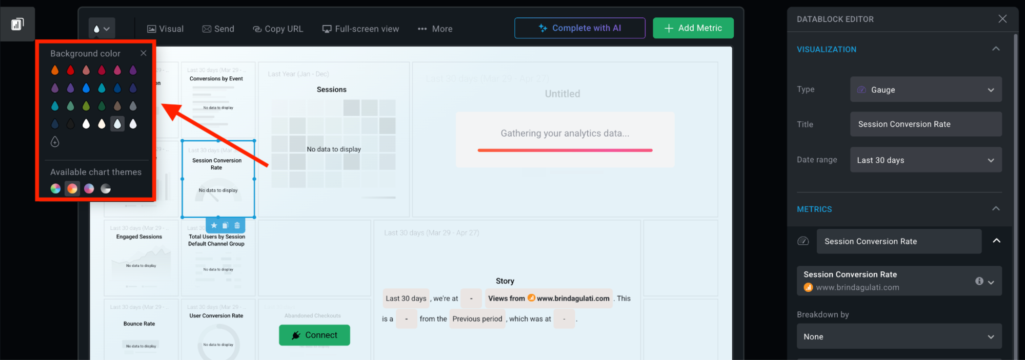Databox Limited Customization - Datadashboard interface with data visualization options.