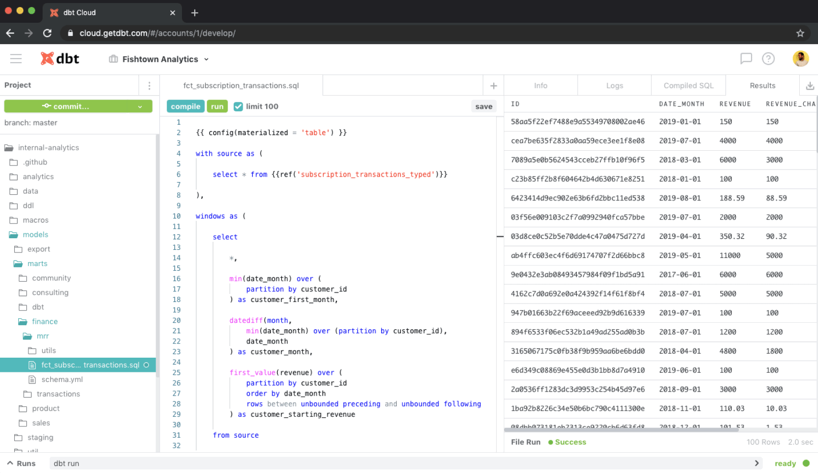 Dbt data transformation tool