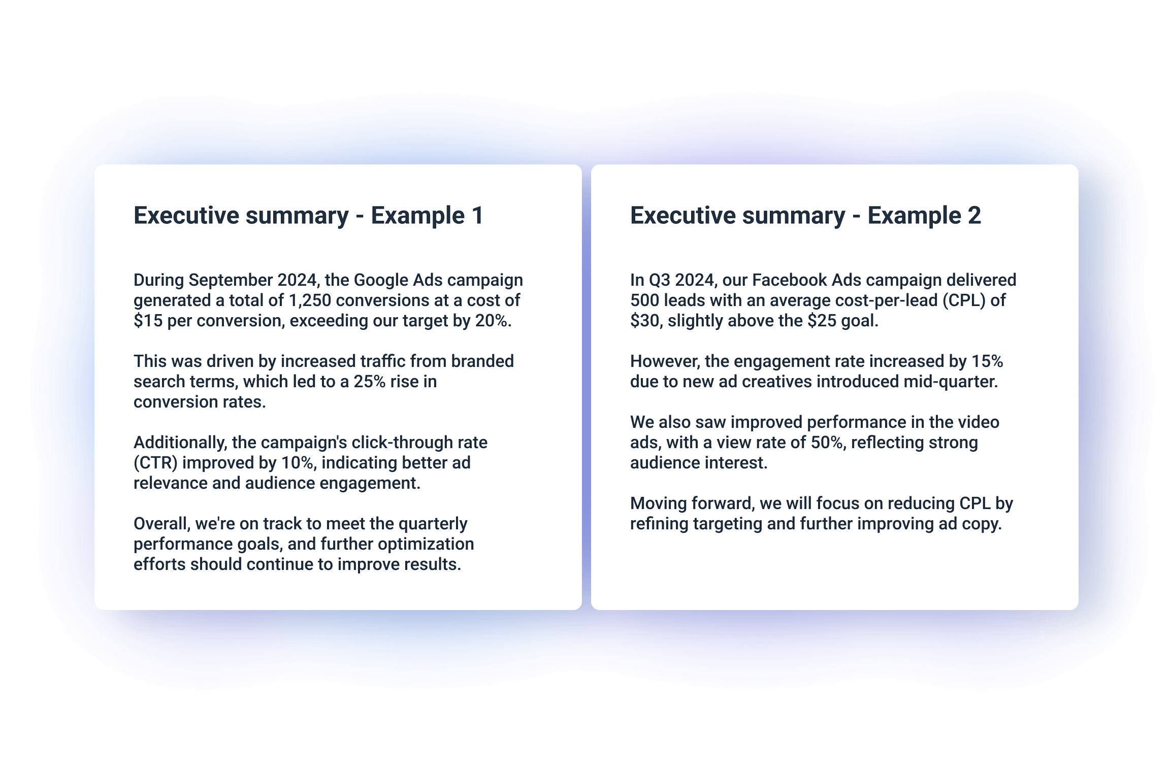 Executive summary - PPC report template