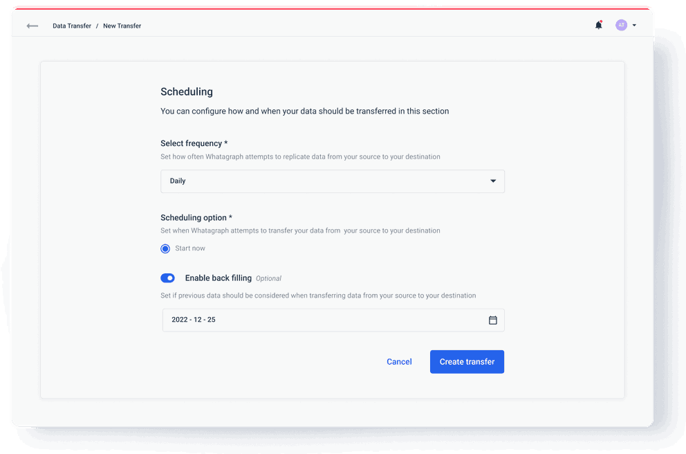 Move all the data to BigQuery according to a set schedule