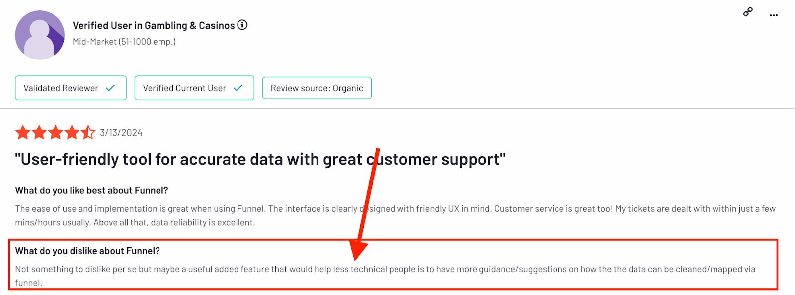 Funnel Io Review UX And Usability - Customer feedback for Funnel.io data tool.