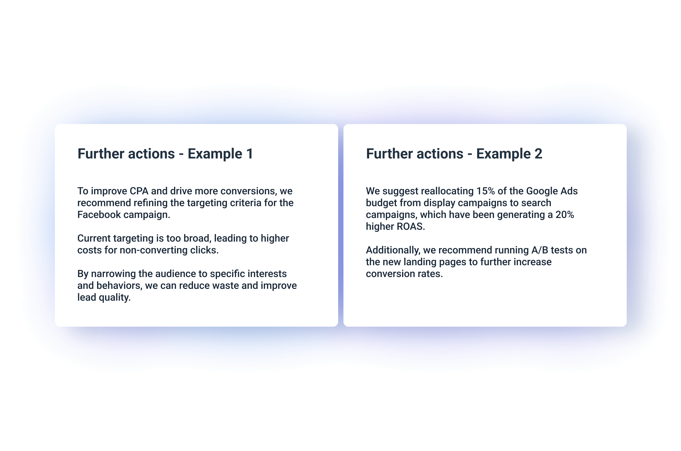 Further actions - PPC report template