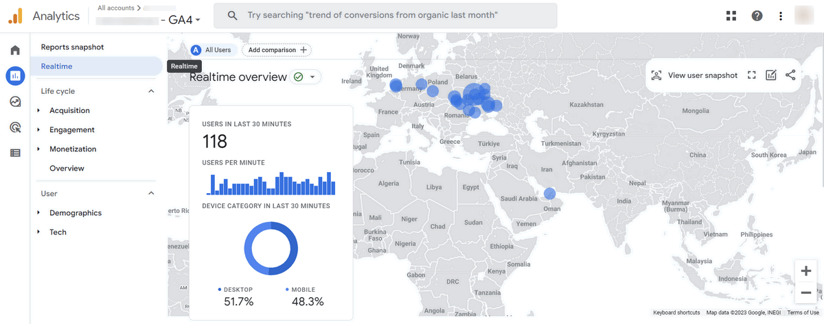 Google Analytics data