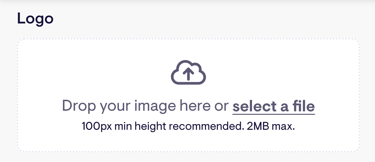 Here's a concise alt text for the image:

Geckoboard Adding Logo - Logo upload interface with a cloud icon and instructions.
