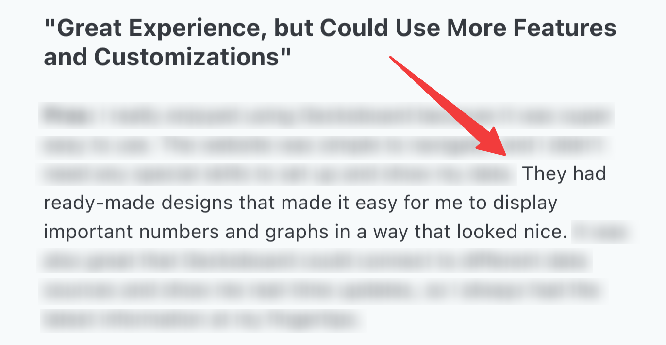 Geckoboard Comment - Feedback on dashboard with quote and supporting details.