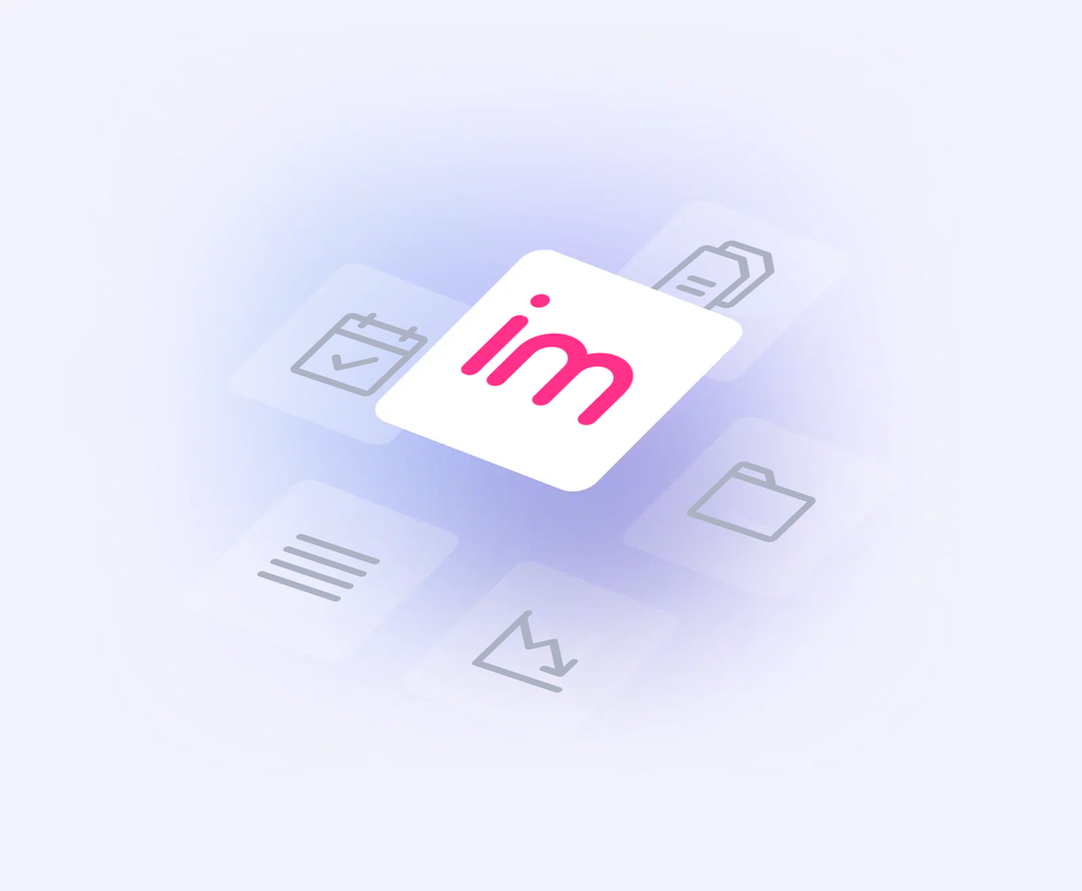 Improvado Review - App interface with icons for calendar, files, menu, folder, and graph.