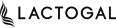 Lactogal - Logo with stylized leaf-like graphic to the left of the brand name.