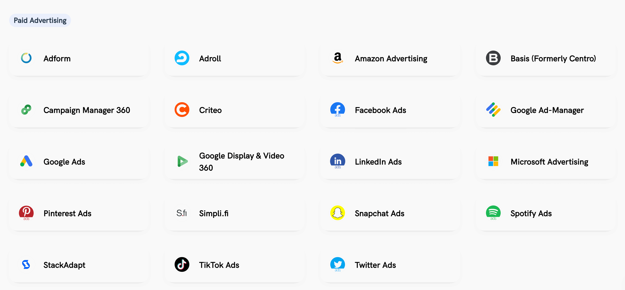 Paid ads integrations in Whatagraph
