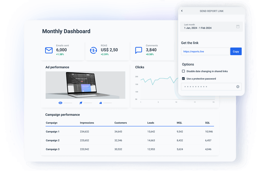 Protect each Whatagraph dashboard with a password