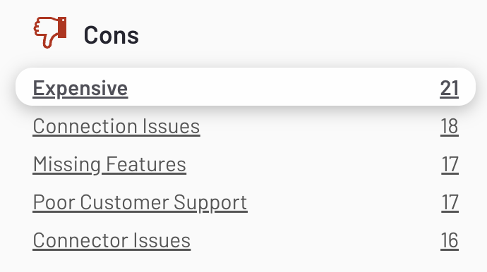 Supermetrics Reviews - List of cons with 
