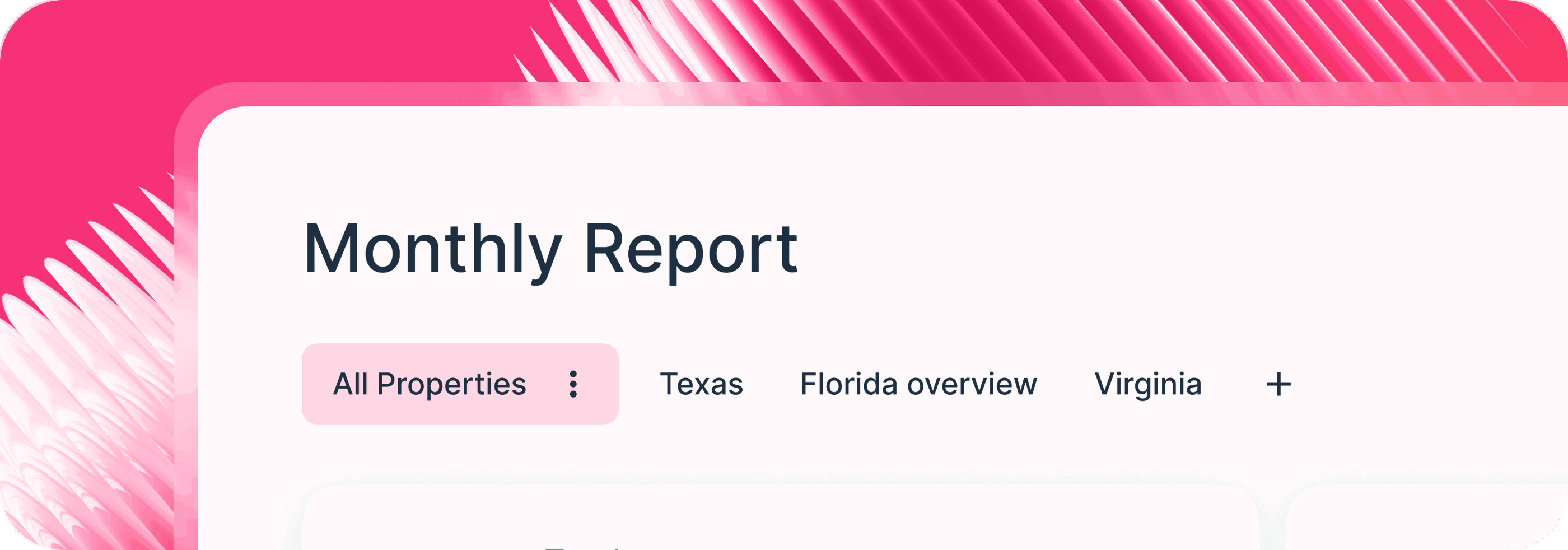 Tabs - Monthly report showing a tabbed interface for various properties.