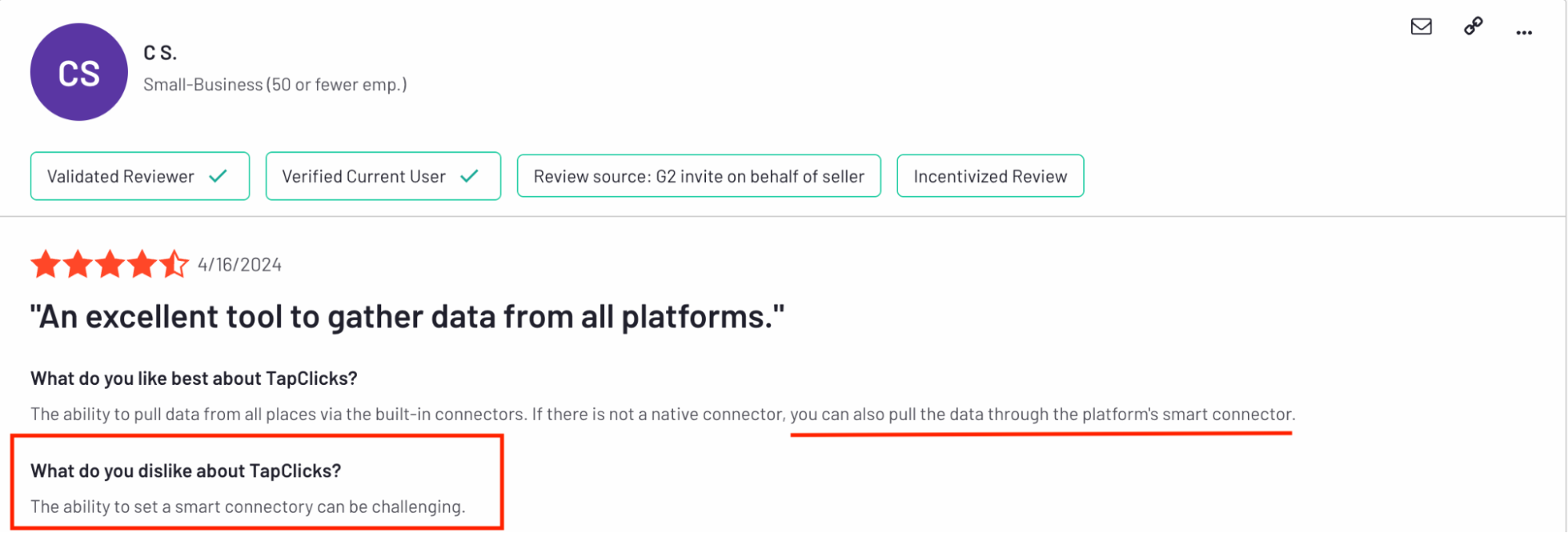 Tapclicks Smart Connector Challenge Review - Online review showing strengths and weaknesses of the Tapclicks software.