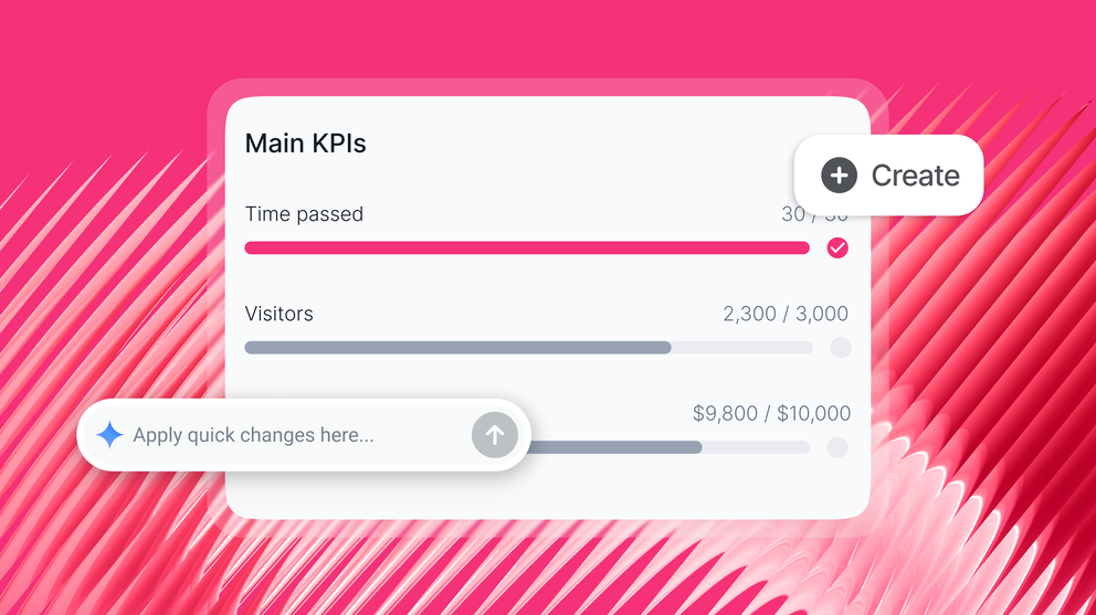 Web Analytics Report - Interface with key performance indicators and progress bars.