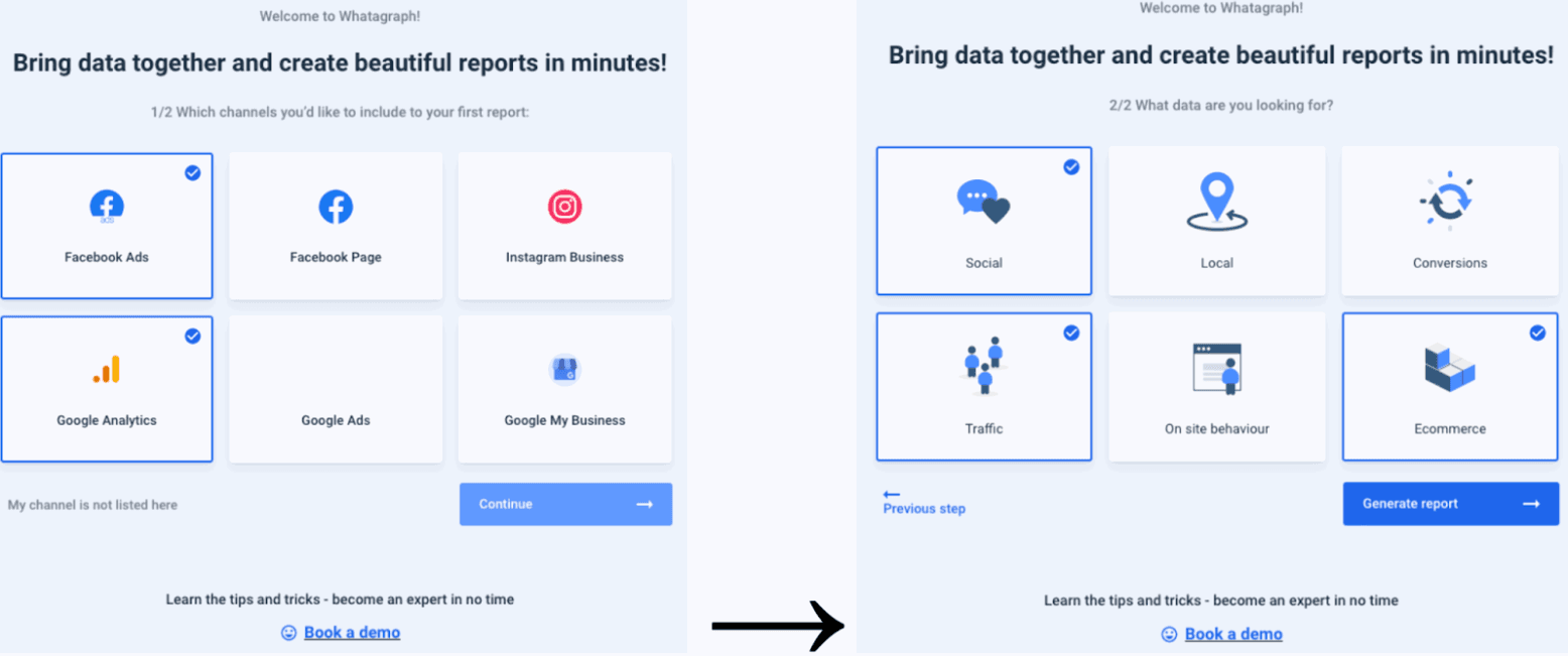 Whatagraph Smart Builder feature