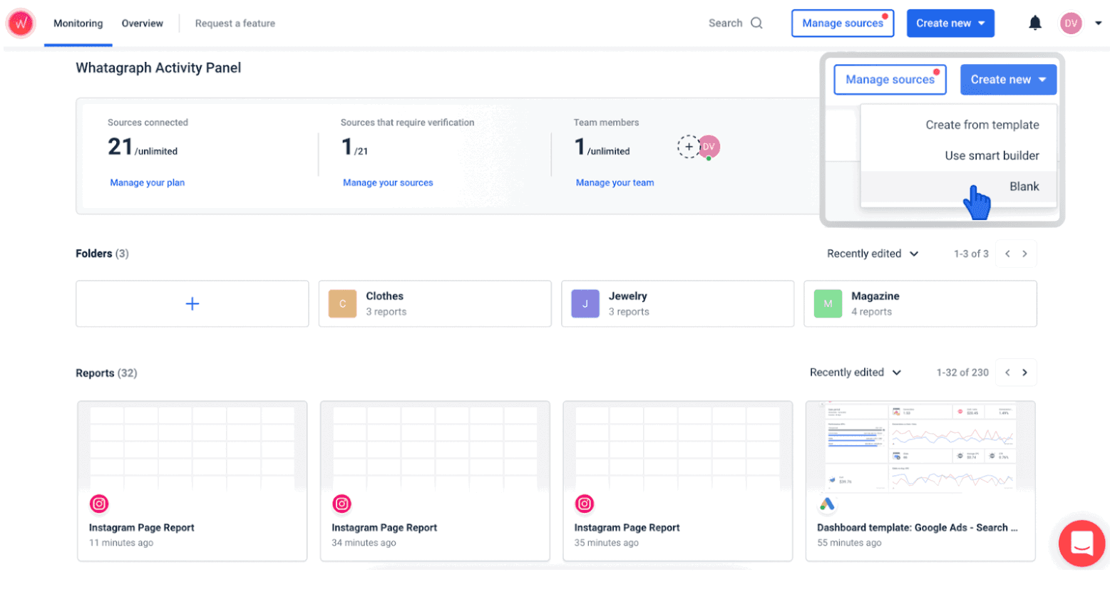 whatagraph activity panel 2