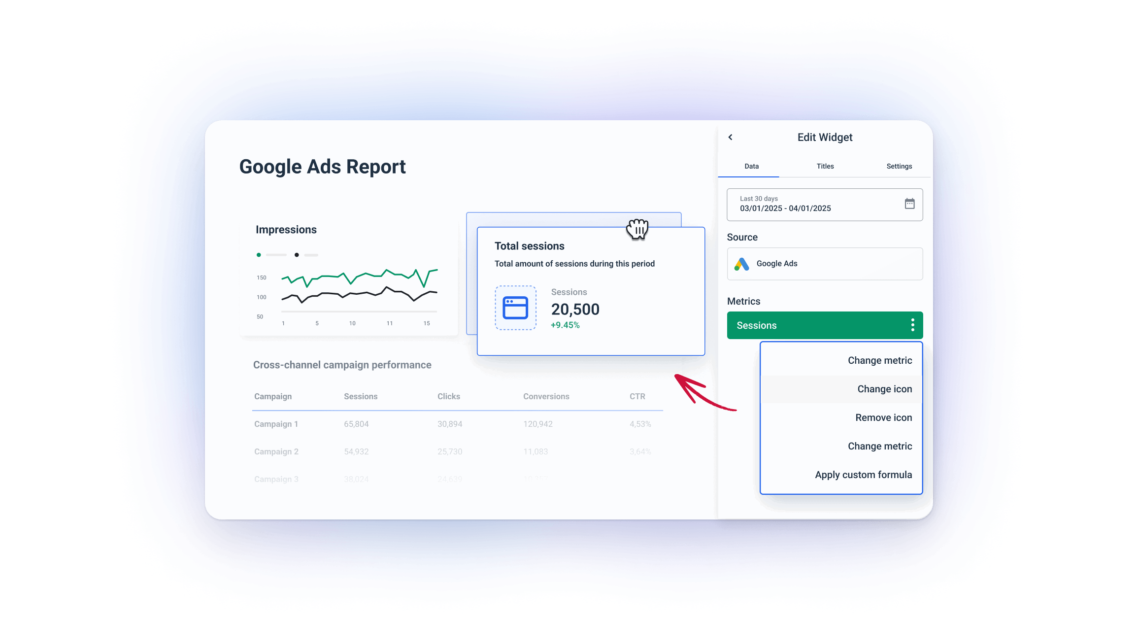 Widgets Building - Dashboard with data, metrics, charts, and customization options.